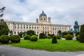 Architectural details of famous Museum of Natural History (Naturhistorisches Museum, 1889) in Vienna, Austria. Museum earliest collections of artifacts begun over 250 years ago.