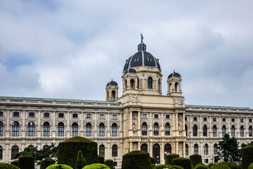 Fototapeta na wymiar Architectural details of famous Museum of Natural History (Naturhistorisches Museum, 1889) in Vienna, Austria. Museum earliest collections of artifacts begun over 250 years ago.