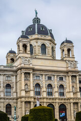 Fototapeta na wymiar Architectural details of famous Museum of Natural History (Naturhistorisches Museum, 1889) in Vienna, Austria. Museum earliest collections of artifacts begun over 250 years ago.