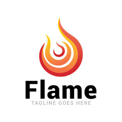 Flame cool heater fire water oil logo icon vector template.