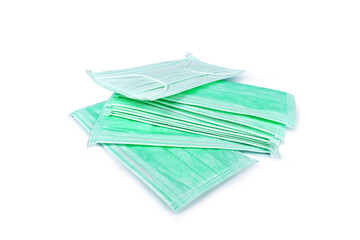 Naklejka premium Green nose mask separately on white background (focus selection).