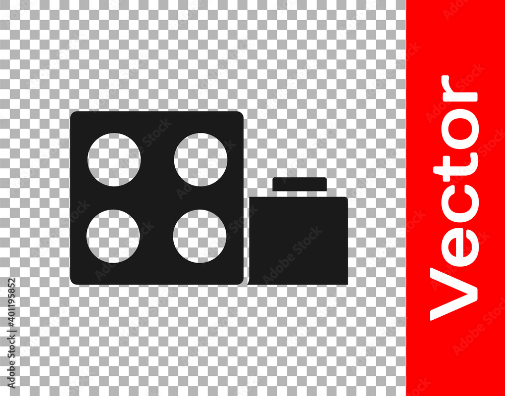 Poster black toy building block bricks for children icon isolated on transparent background. vector.