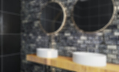 black brick tile with mosaic. modern design.. 3D rendering.. Abstract blur phototography