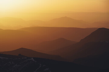 Fototapeta premium Hiking Jebel Sirwa at sunrise, the highest peak of Antiatlas mountain range, 3304 m