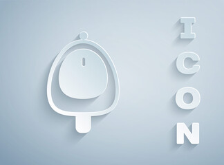 Paper cut Toilet urinal or pissoir icon isolated on grey background. Urinal in male toilet. Washroom, lavatory, WC. Paper art style. Vector.