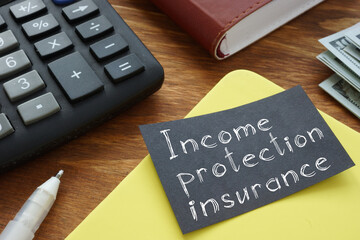 Income protection insurance is shown on the business photo using the text