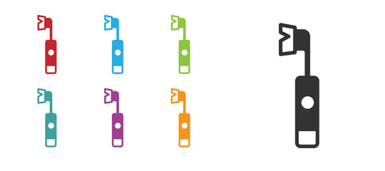 Black Electric toothbrush icon isolated on white background. Set icons colorful. Vector.