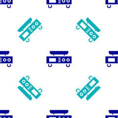 Blue Electronic scales icon isolated seamless pattern on white background. Weight measure equipment. Vector.