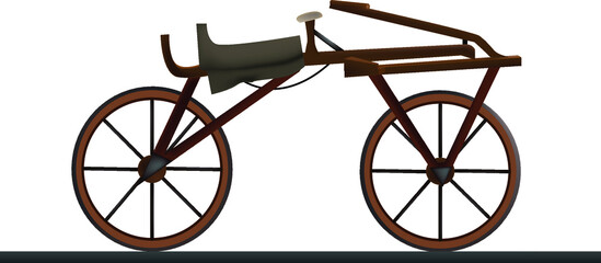 Fototapeta premium the world's first bicycle in 1818, jogging machine.