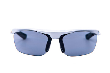 Fashion sunglasses grey frames on white background.