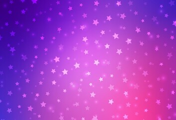 Fototapeta premium Light Purple, Pink vector template with ice snowflakes, stars.