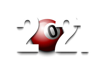 New Year numbers 2021 and billiard ball on an isolated background. Creative design pattern for greeting card, banner, poster, flyer, party invitation, calendar. Vector illustration