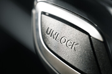 Luxury car gear shifter knob close up