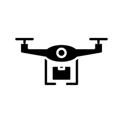 drone with box delivery service silhouette style icon