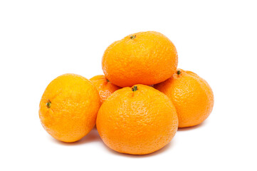 Ripe mandarins on a white background