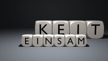 Fototapeta premium EINSAM / ZWEISAM / GEMEINSAM / GEMEINSAMKEIT - Wortspielerei mit Würfeln, soziale Auswirkungen der Pandemie