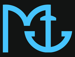 Fototapeta premium Letter m with an anchor on a black background