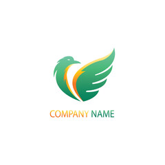 simple bird logo illustration of wings with color design vector template
