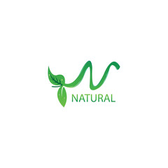 letter n logo nature color illustration leaf design vector