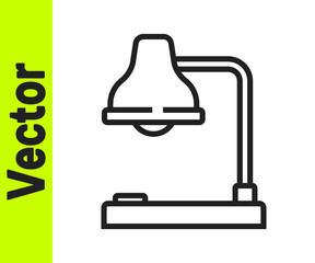 Black line Table lamp icon isolated on white background. Table office lamp. Vector Illustration.