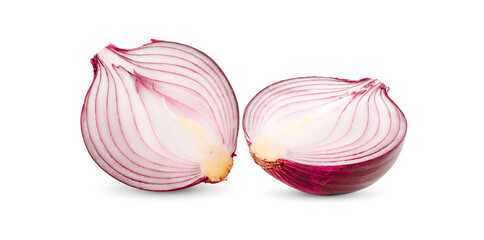 fresh red onion isolated on white background.