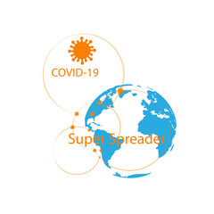 world map of coronavirus 2019.Vector illustration.covid-19 super spreader
