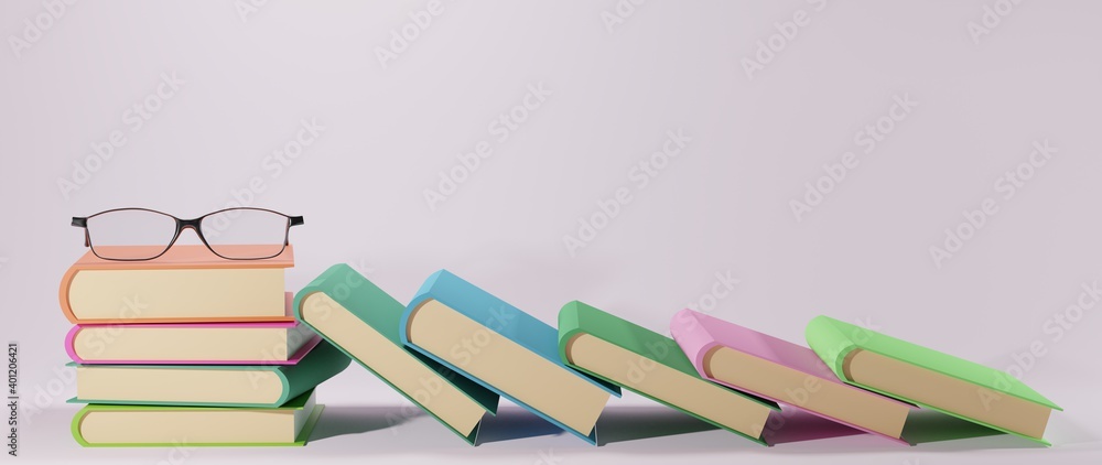 Aufkleber education concept. 3d render of books. modern flat design isometric concept of education for website