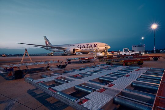 Cargo airplane Boeing 777F of Qatar Airways
