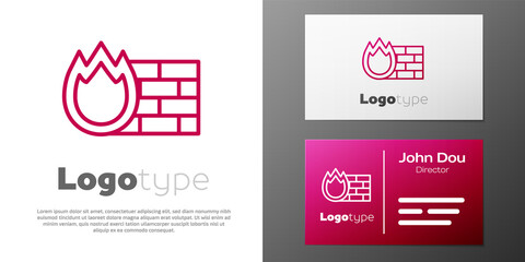 Logotype line Firewall, security wall icon isolated on white background. Logo design template element. Vector.