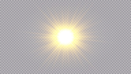 Sun isolated on transparent background. Vector illustration