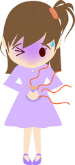 お腹が痛い可愛い女の子供のイラスト