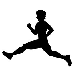 man jumps or runs very fast, black silhouette