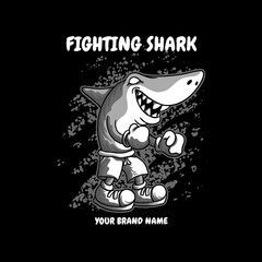 shark playing skateboard cartoon animal