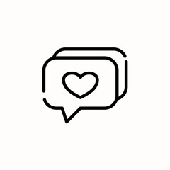 Love bubble chat icon. Love and affection icon. Outline style icon. Vector