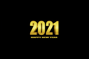 3d golden 2021 number on black background