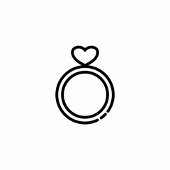 Heart and love ring icon. Love and affection icon. Outline style icon. Vector