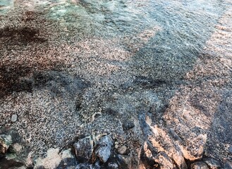 Transparent stream water, bottom of the stream background