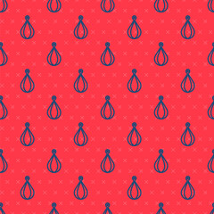 Blue line Punching bag icon isolated seamless pattern on red background. Vector.