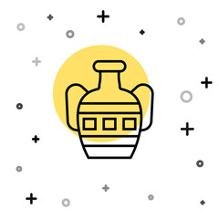 Black line Ancient amphorae icon isolated on white background. Random dynamic shapes. Vector.