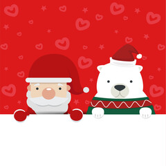 santa claus and bear sign blank space
