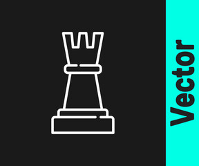 White line Chess icon isolated on black background. Business strategy. Game, management, finance. Vector.