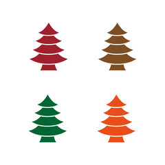 Simple Christmas Tree Seamless Vector Patterns. White Tree Isolated on a Dark Green and Red Background. Lovely Winter Holidays Print.