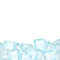 Realistic ice cubes composition with empty space surrounded by bunch of colourful ice cube.