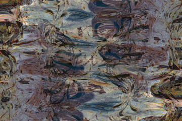 Abstract 3d background, glittering reflection of paint streaks, prints of traces, volumetric distortion of textures