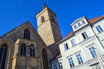 22.11.2011. Erfurt. Germany. Modern and ancient building stays together in Erfurt Germany.