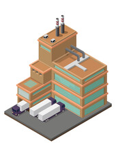 Warehouse industrial building with delivery transportation.