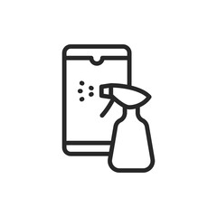 Disinfection phone color line icon. Isolated vector element.