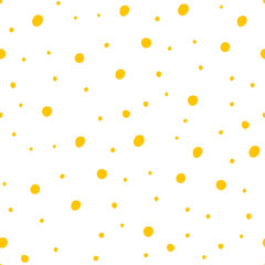 Yellow polka pattern, yellow dots, circles, Holiday winter design. Luxury golden wallpaper. - obrazy, fototapety, plakaty