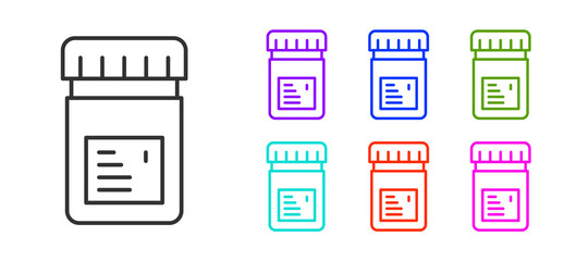 Black line Biologically active additives icon isolated on white background. Set icons colorful. Vector.