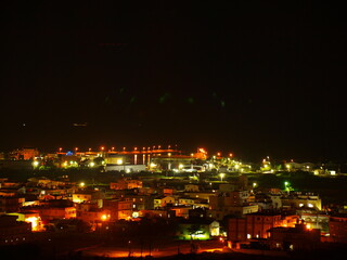 night view of a small fishing village